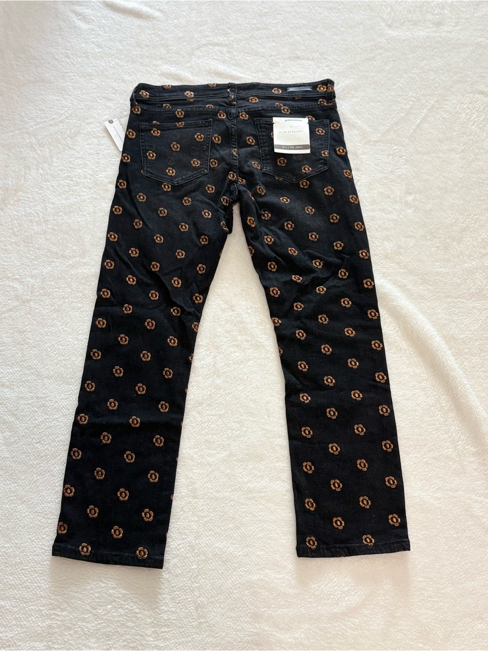Pulcro Women’s Black Jeans with Brown Floral Print